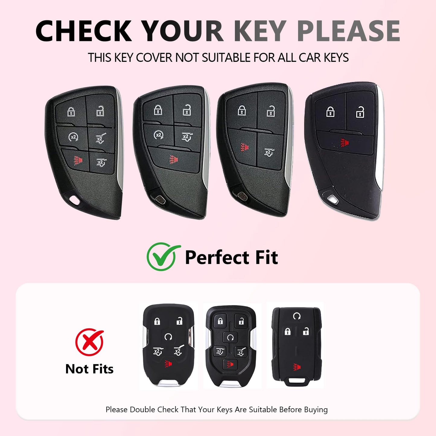 HEKBRYN for Chevy Key Fob Cover PU Leather, 3/4/5/6 Button Heavy Duty Car Key Case for Chevy 2022 2023 2024 2025 2026 GMC Sierra 1500 Suburban Tahoe Yukon Denali Silverado 2500HD(Silver-Brown)