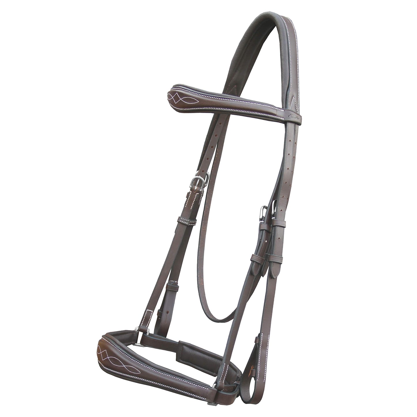 Exion Dressage Bridle for Horses – Anatomical Leather Bridle with Padded Noseband & Browband | Includes Web Reins with Hand Stoppers | Black & Brown | Cob, Full, Pony & Warmblood Sizes