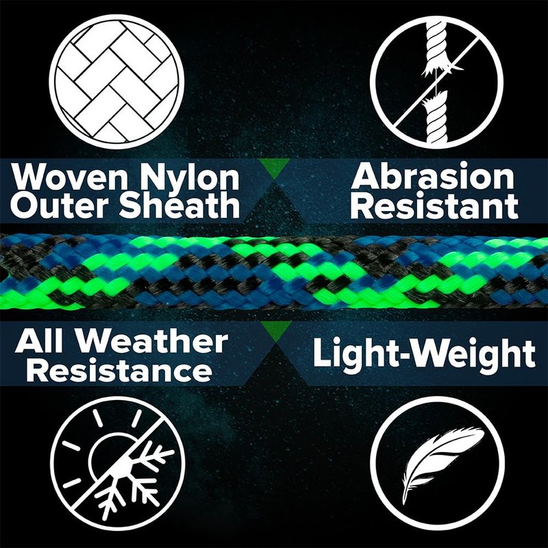 Paracord Planet 275lb Paracord – 3/32 Inch (2.38 mm) Nylon Crafting Cord with 5 Strand Inner Core – Starburst (50 ft)