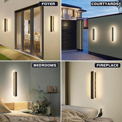 Mikeru 2 Pack Outdoor Wall Light, 11.82 Inch Front Porch Light, 3000k Black Exterior Wall Light Ip65 Waterproof Led Wall Mount Lighting, Exterior Wall Lights for House Courtyard Balcony Porch