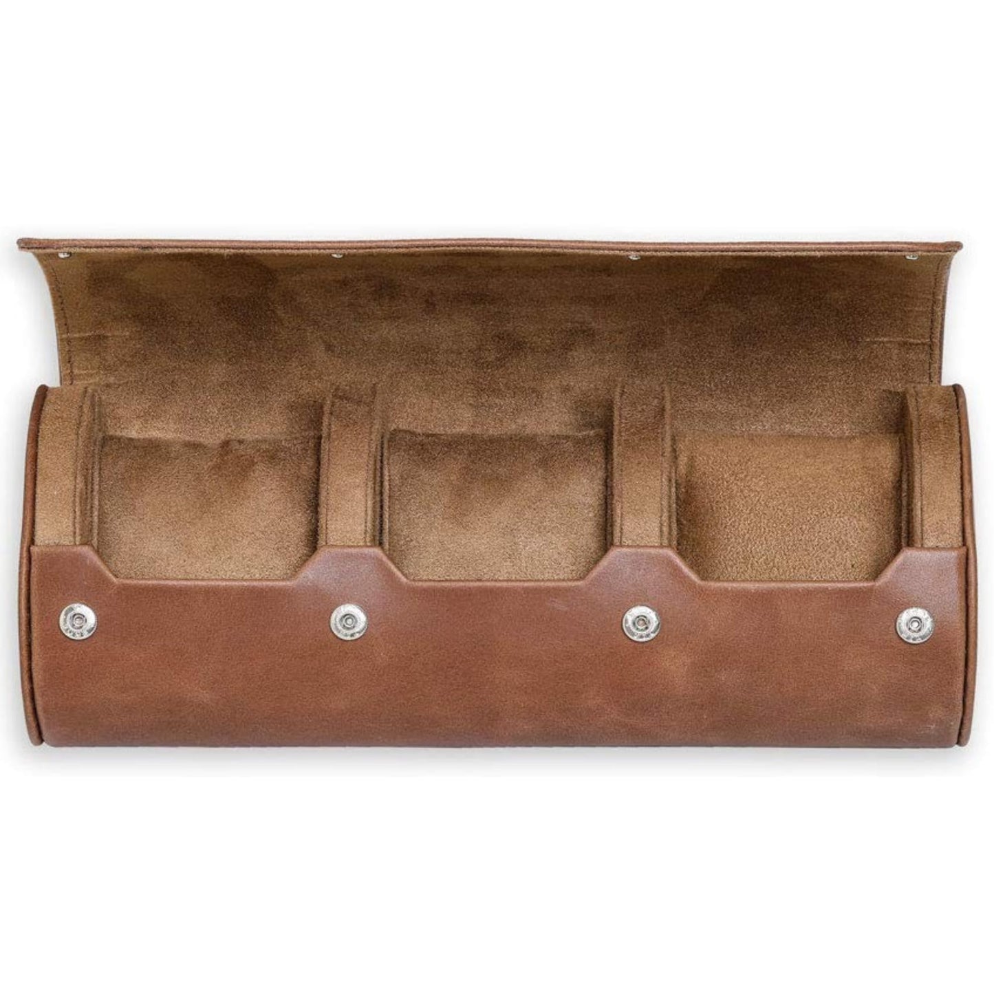 ROTHWELL Watch Roll Travel Case for 3 Watches | 100% Real Leather, Tough Portable Protection, Fits All Wrist Watch & Smart Watches Up to 50mm (Tan/Tan)