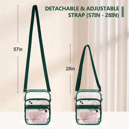Blvornl Clear Crossbody Bag with Adjustable Shoulder Strap, Stadium Approved PVC Purse Bag, Messenger Bag