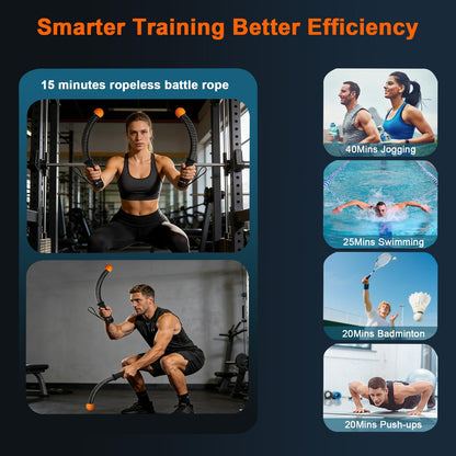 Weighted Ropeless Battle Ropes, Heavy Duty Portable Cordless Battle Ropes for Home Gym, Exercise Equipment for Low-Impact Aerobic Training, Strength & HIIT, for Men & Women