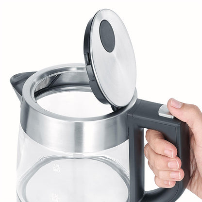 SEVERIN Glass Kettle, Powerful and Compact Kettle in High-Quality Design, Electric Kettle with Limescale Filter, Stainless Steel/Black, WK 3468, Kettle for 1 Litre