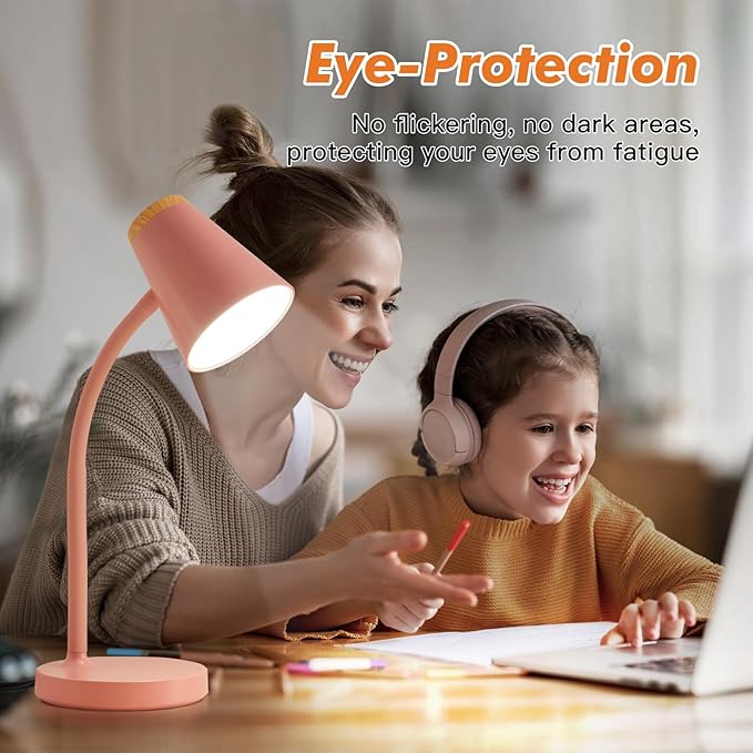 Desk Lamps for Home Office - Small LED Desk Lamp Touch Dimmable Reading Light for College Dorm Room - Adjustable Flexible Gooseneck Table Lamp for Bedside Bedroom Nightstand Pink
