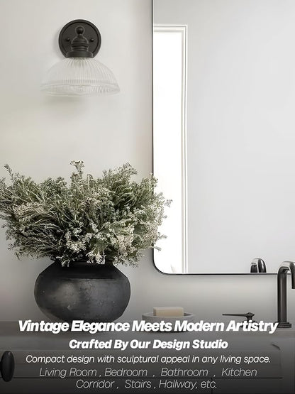 Wall Sconce Black Bathroom Light Fixtures with Clear Glass Farmhouse Vanity Light Modern Sconces Wall Lighting for Living Room Bedroom Bathroom Mirror Kitchen Hallway E26 Hardwire