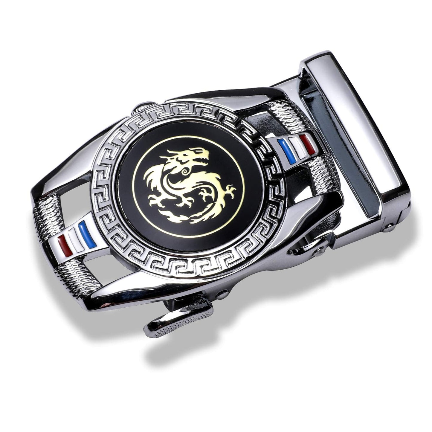 Barry.Wang Mens Ratchet Belt 2 Pack Buckle Gift Set Black Belts Leather Slide White Dragon Strap Adjustable 1 3/8" Wedding Business
