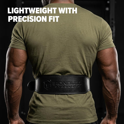 7mm Leather Weight Lifting Belt - 4" Wide Tapered Premium Leather Lifting Belt for Gym, Workout & Weight Training - Weightlifting Belts for Men and Women (Large, Black)