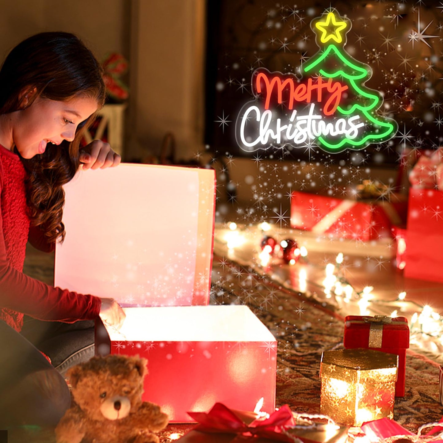 UExnkj-Y Merry Christmas Neon Sign for Wall Decor, Dimmable Christmas Tree Neon Signs LED Light up Sign with USB Powered for Bar Man Cave Club Party Room Shop Window Bedroom Decor Gifts