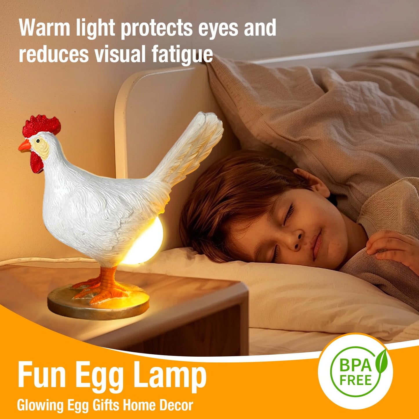 ZXBLAQ Chicken Egg lamp Resin LED Egg Night Light Lifelike Rooster Lamp with Bulb Funny Gifts for Easter Christmas Birthdays