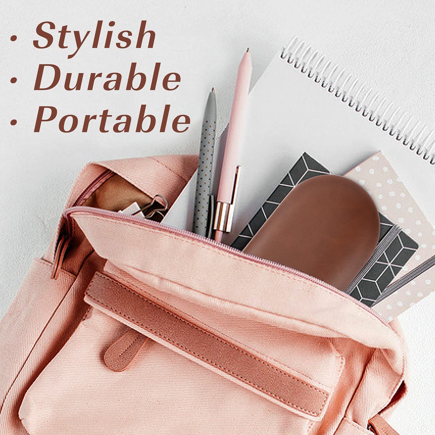 MoKo Double Eyeglass Case, Contact Lens Case with Mirror Tweezers Remover, 2 in 1 Double Sided Portable Contact Lens Box Holder Container Soak Storage Kit Sunglasses Pouch for Men & Women, Brown