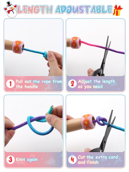 Jump Rope for Kids, Lorvain Adjustable Skipping Rope, Kids Jump Ropes with Wooden Handle for Girls Boys, Weighted Jumping Ropes for Fitness Workout Exercise Outdoor Fun Activity