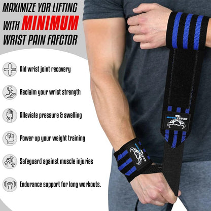 BEAST RAGE Wrist Wraps for Weightlifting - Adjustable Lifting Straps with Thumb Loop for Enhanced Support | Ideal for Powerlifting and Bodybuilding