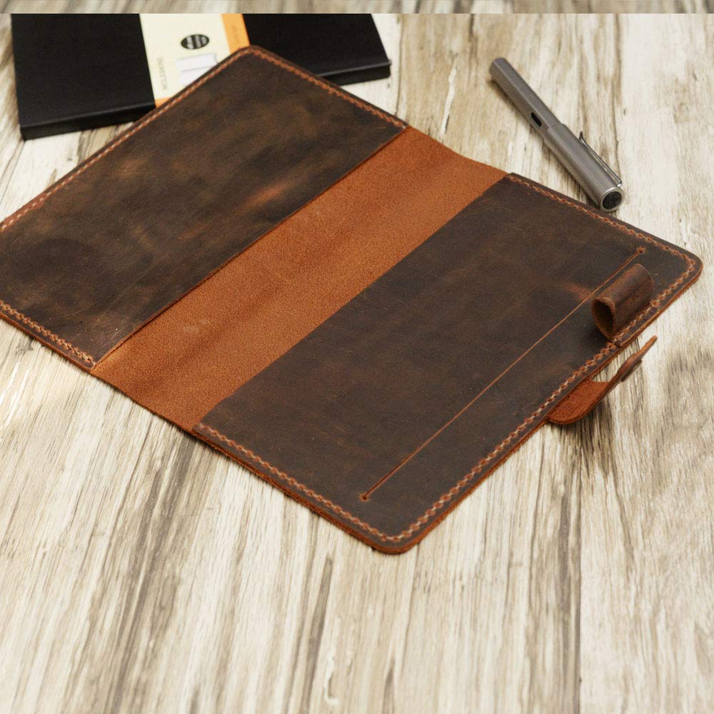 Distressed Leather 5 x 8.25" Notebook Cover Compatible with Moleskine Classic Cover Larger size, Portfolio Agenda Cover Diary Cover, 307M