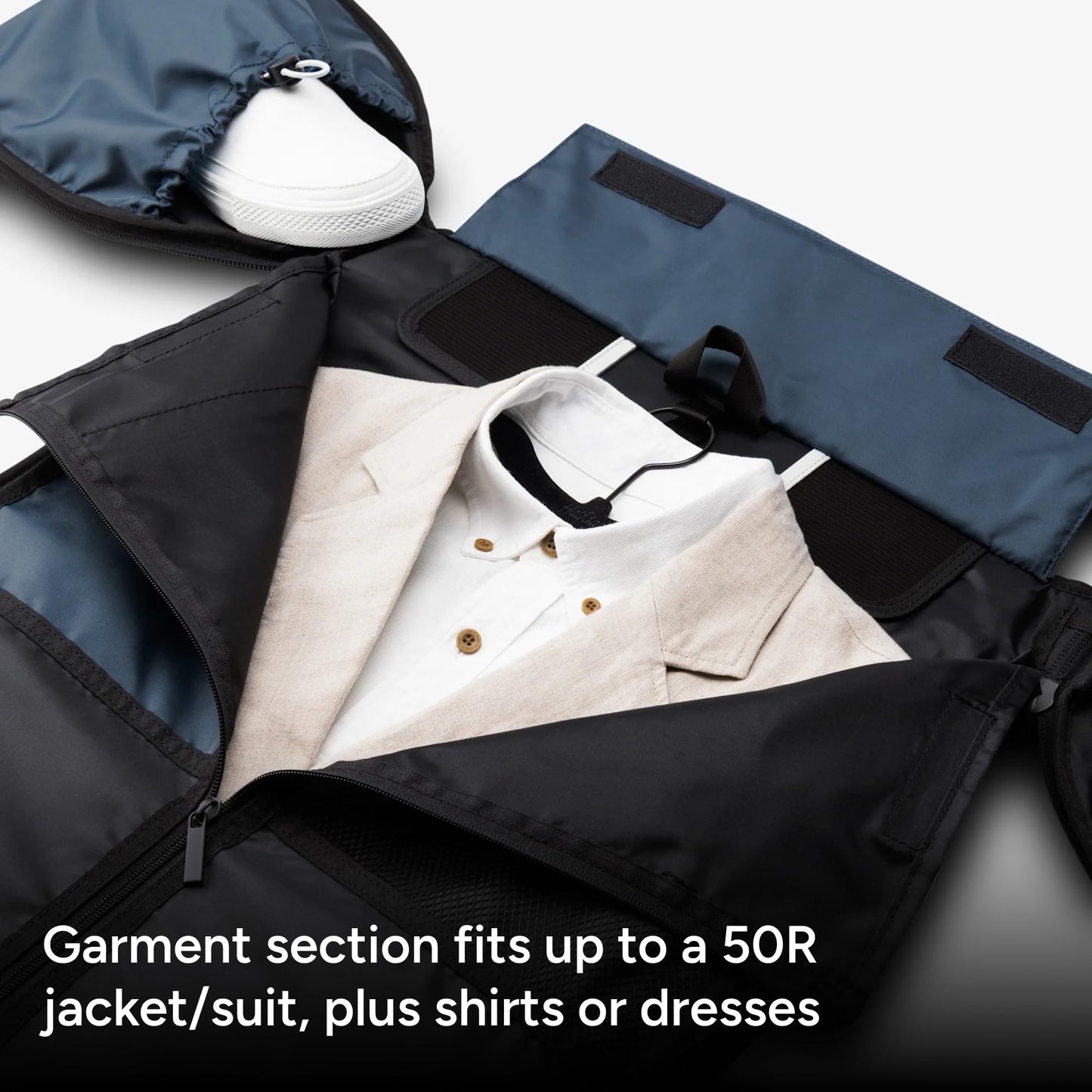 Halfday Convertible 2-in-1 Vegan Leather Premium Garment Duffel Weekender Bag 45L (Carry-on, Wrinkle-Free Travel, Hanging Suit Compartment, Shoe Pockets, Trolley Sleeve), Ocean