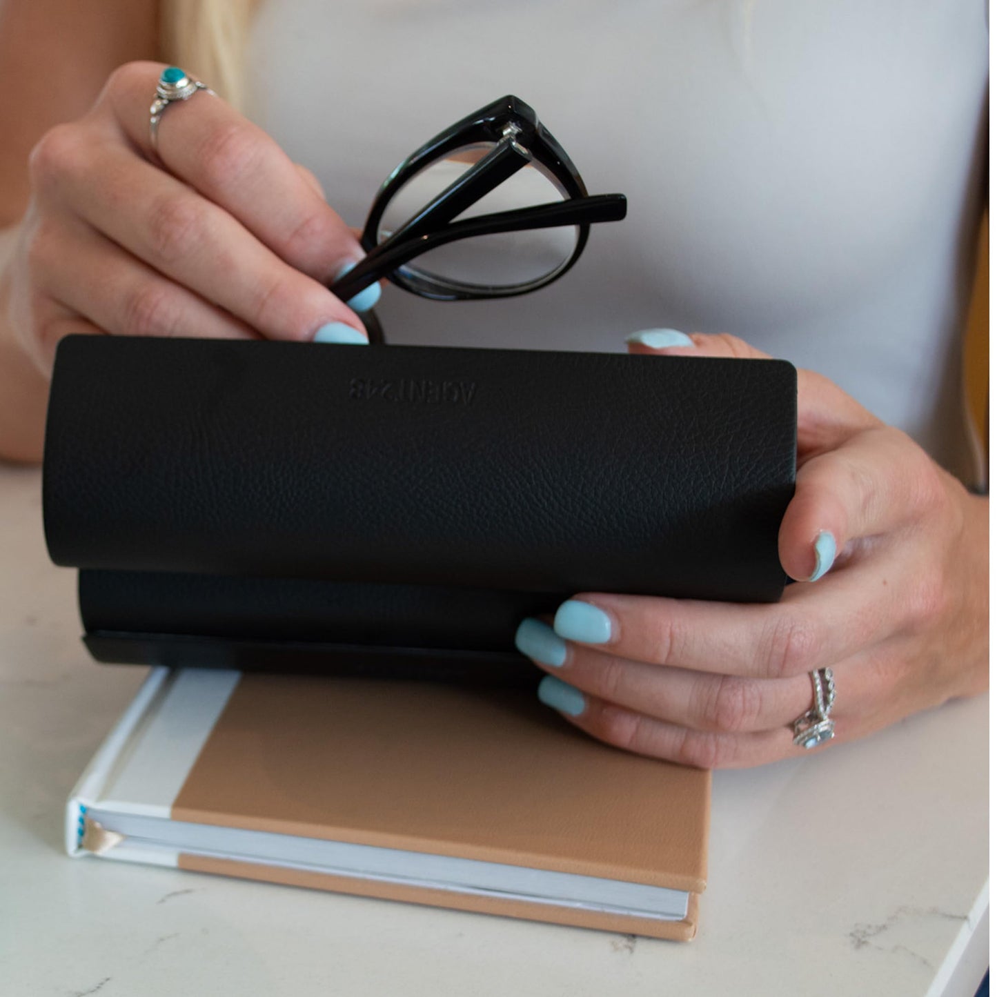 AGENT248 Eyeglass and Sunglass 2-Compartment Travel Case - Black