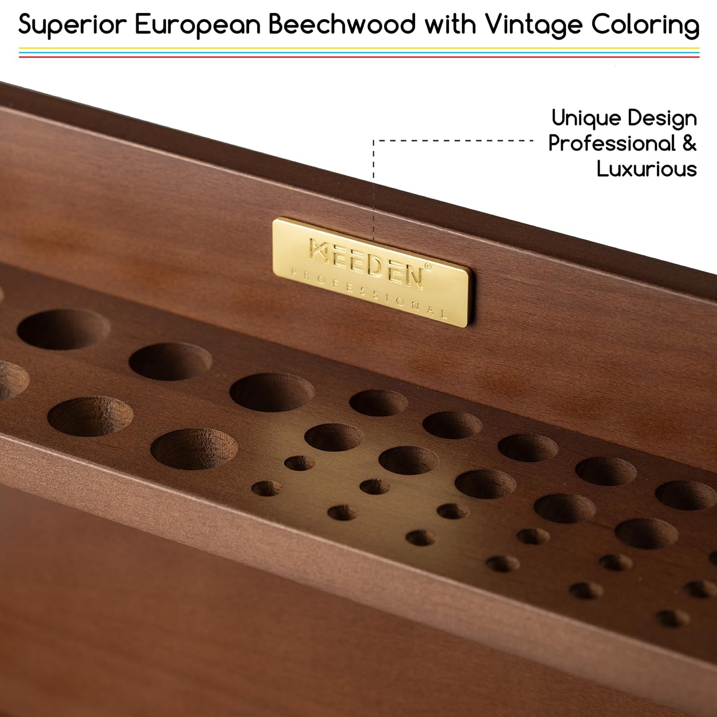 MEEDEN PRO Paint Brush Holder - Wooden Paints Brush Organizer - Paint Brushes Holder for Artist - Art Supply Storage for Desk, Arts and Crafts