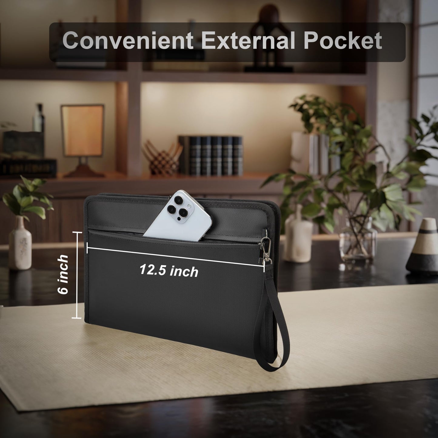 XIAODUN Fireproof Document Bag with Lock，13"×9.2" Fireproof Money Bag，with Zipper and Lock，Suitable for Tablets, A4 Documents, Cash, Mobile Phones, Credit Cards and Notarized Documents.
