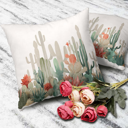 Wnoesat Cactus Throw Pillow Covers Tropical Plants Cactus Decorative Pillow Cases 18x18 Set of 2 Desert Green Succulent Prickly Pear Pillowcase Summer Outdoor Cushion Cover for Home Couch Sofa