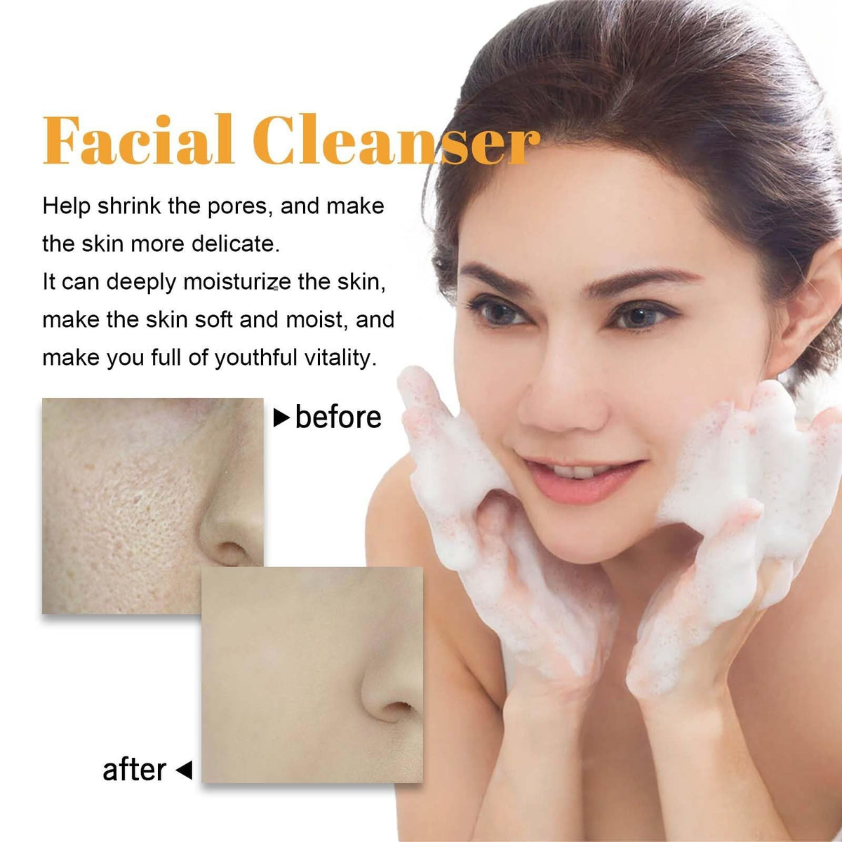 2 Pcs Turmeric Foaming Face Wash, Deep Cleansing Glow Wash Turmeric Facial Cleanser With Brush.