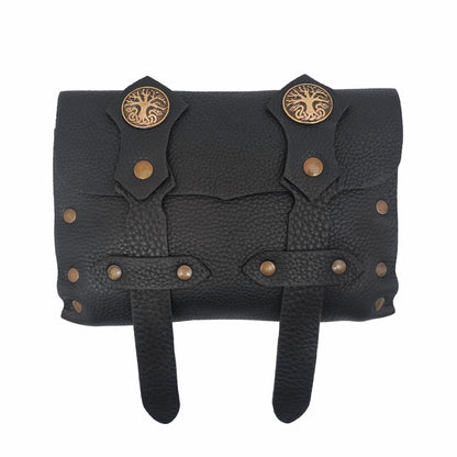 Lord of Battles Full Grain Leather Belt Bag for Men & Women | Handmade Medieval LARP Pouch with Buckle for Cosplay & Renaissance Fair (Adventurer Leather Bag)