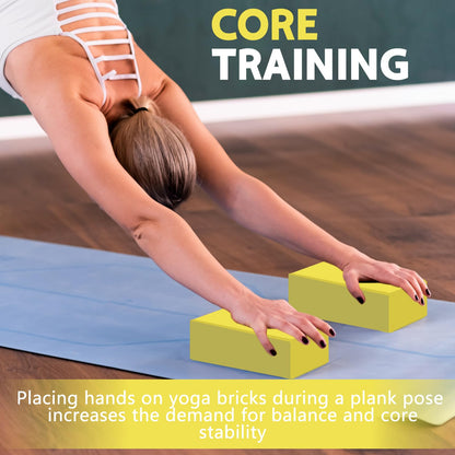 MBHKRRS 9"x6"x3" Yoga Blocks, Soft Non-Slip Surface Premium Foam Blocks, Supportive, Lightweight, Odor Resistant, Yoga Accessories for Pilates Meditation General Fitness Stretching Toning (yellow-1 Pack)