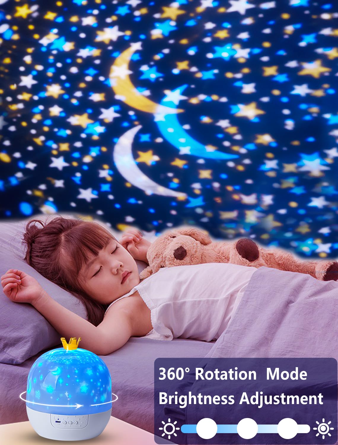 21 Sets of Films, Projector Night Light for Kids Bedroom, Ceiling, Kids Night Light Projector, Star Galaxy Projector with 360° Rotation Dimmable for Girls, Birthday, Christmas, Nursery, Room Decor
