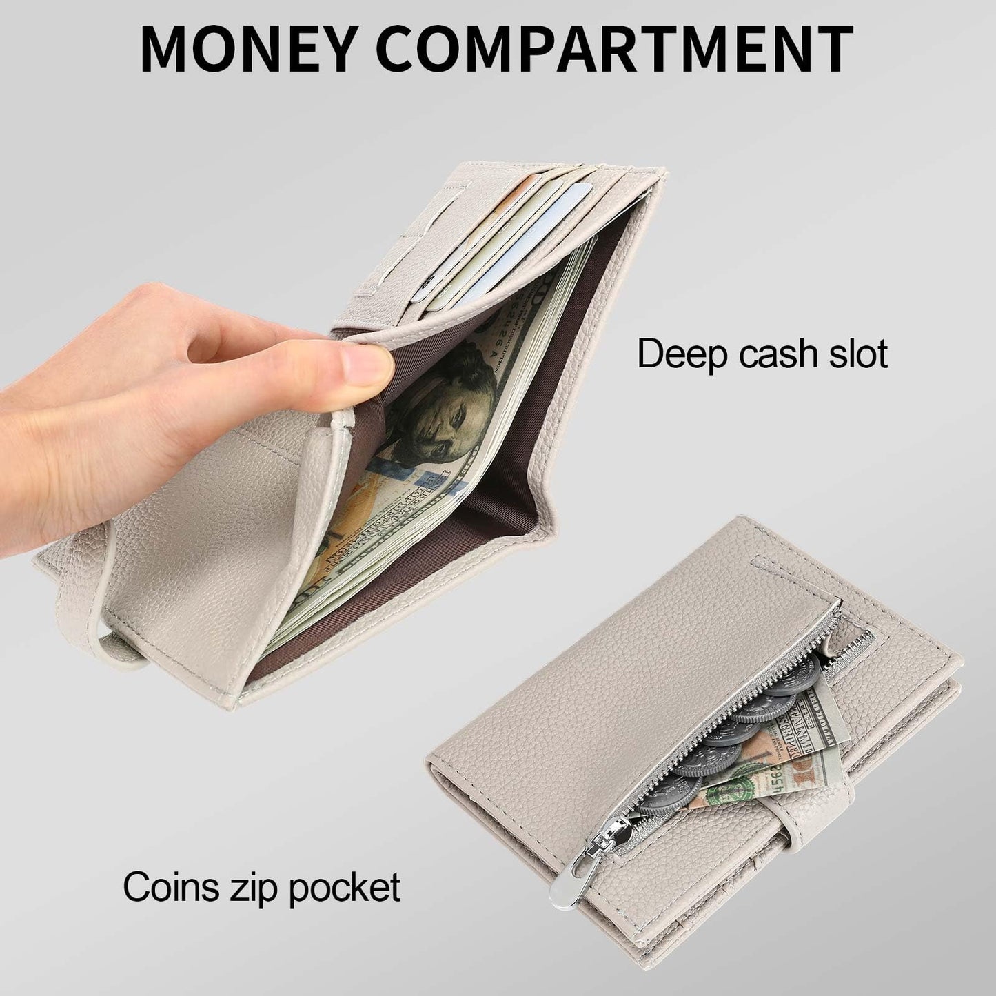 LEEXTON Passport Holder Wallet for Women,RFID Blocking Zippered Coins Pocket and Cash Slot Slim Compact Travel Wallet Passport Cover Case