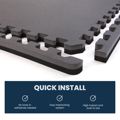 FlooringInc's 1" Thick Foam Tiles, 2'x2' Interlocking Tiles, Ideal Yoga Mat, Gymnastics, Workout Mat for MMA and Jiu Jitsu Training, Reversible Black/Gray, 4 Pack (16 Sq/Ft)