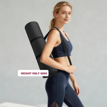 KEEP Extra Thick NBR Yoga Mat for Women & Men, 10mm Thick, 72”x24” Large Exercise Mat with Non-Slip Workout Mat for Yoga, Pilates, Stretching, Meditation – Wide & Cushioned Fitness Mat,Black