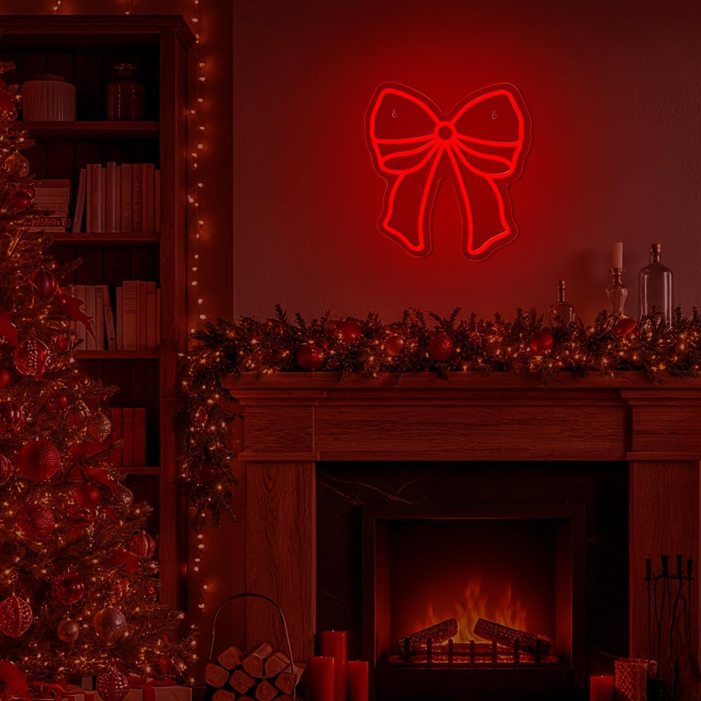 Xuhal Christmas Bow Neon Sign LED Red Bow Light up Sign Christmas Neon Light USB Powered Acrylic Home Wall Decor for Xmas Party Bedroom Living Room Cafe Bar Outdoor Decorations
