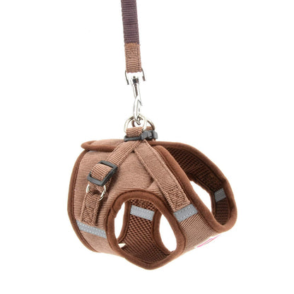 Zunea Small Dog Harness and Leash Set No Pull Adjustable Reflective Step-in Puppy Boy Girl Vest Harnesses Soft Corduroy Mesh Padded for Pet Dogs Cats Chihuahua Brown S
