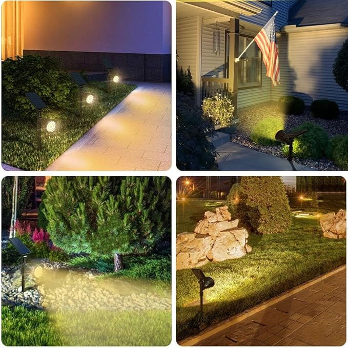 Solar Spot Lights Outdoor, Waterproof Solar Landscape Spotlights 18 LED 2-in-1 Uplights Adjustable Flag Pole Lights Solar Powered 3000k Warm White for Garden Yard Driveway Pathway