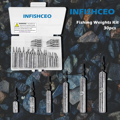 INFISHCEO Fishing Weights Sinkers Set, 30/27/45pcs Drop Shot Fishing Weight for Saltwater Freshwater Bass Fish