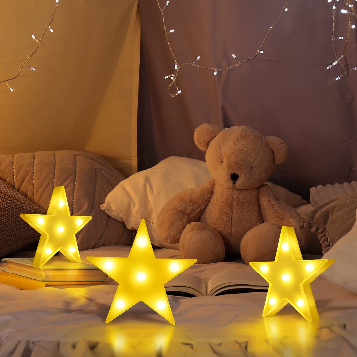 6 Pcs LED Stars Night Light Can Be Hung On The Wall Kids Room Room Light, Suitable for Birthday Party Holiday Decoration Baby Room Nursery Decoration (Star-6pcs)