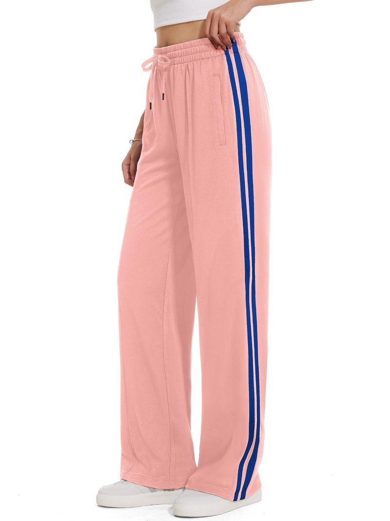 Tapata Women's 30" Inseam Track Pants Elastic Waistband Y2K with Zipper Pockets Dance Studio Sweatpants, Pink, XL