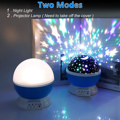 Votozi Night Light for Kids, Kids Night Light, Moon and Star Projector 360 Degree Rotation - 4 LED Bulbs 9 Light Color Changing with USB Cable, Unique Gift for Men Women Children