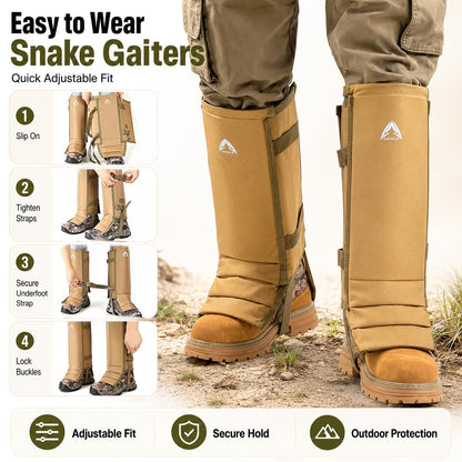 Anewkle Snake Gaiters for Men&Women,Waterproof Snake Proof Leg Guards with PP Board Protection,1000D PVC Coated Anti-Snake Gaiters for Brush Clearing,Hunting,Hiking,Fishing&Farming