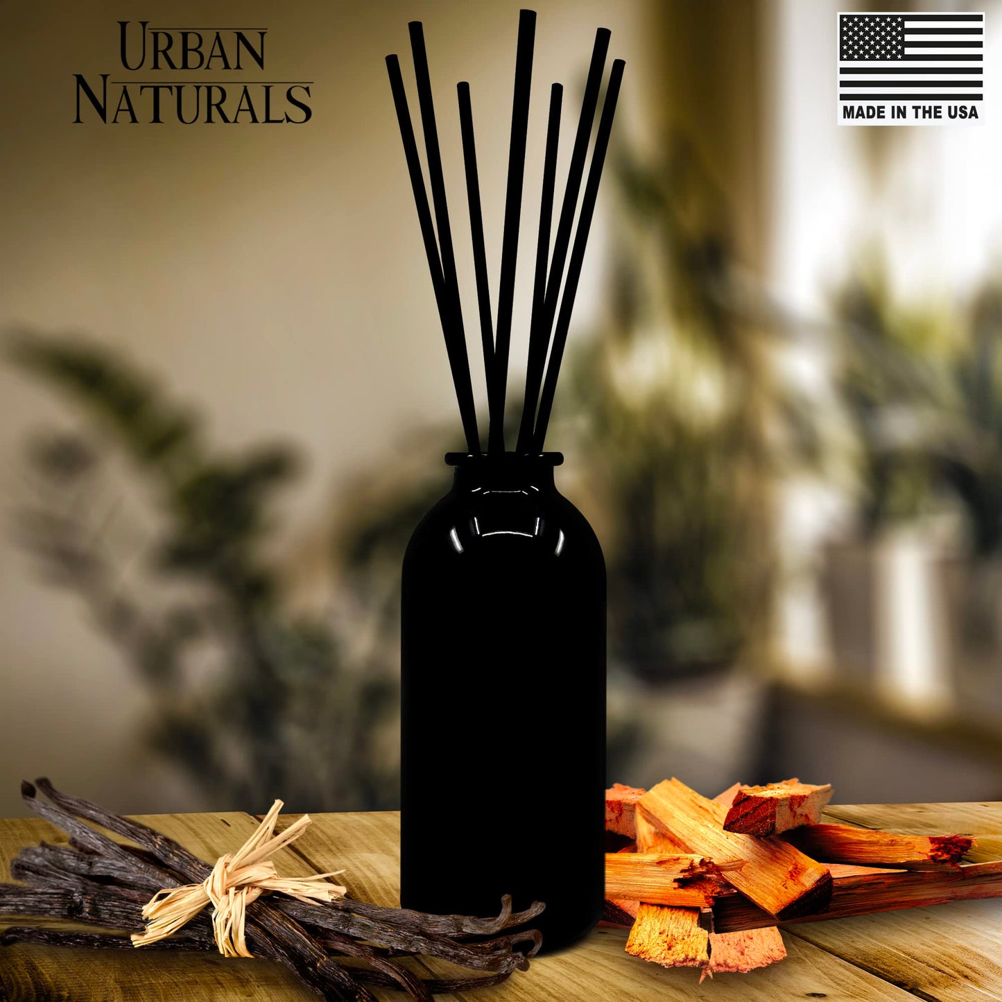 Urban Naturals Smoked Vanilla Reed Diffuser Set with Vanilla Bean, Sandalwood & Leather | Made in the USA