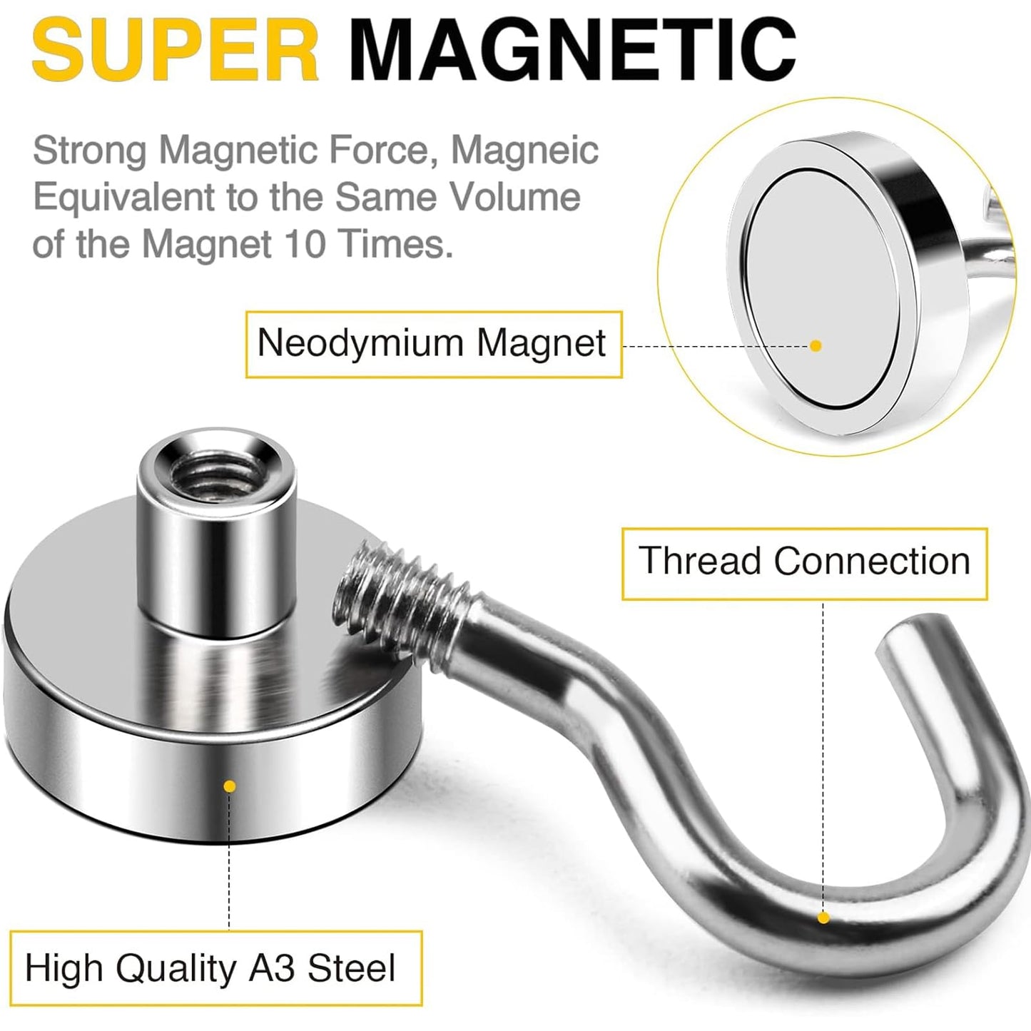 DIYMAG Magnetic Hooks, 30lbs+ Magnet Hook 2026 Cruise Cabin Ship Essentials Heavy Duty Strong Magnets Refrigerator Fridge Hanging for Classroom Beach Vacation Kitchen Grills Home 20 Pack (Silver)