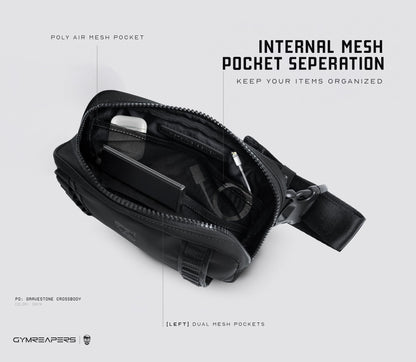 Gymreapers Travel Small Crossbody Bags for Men & Women with Hidden Pocket - Waterproof Crosssbody Fanny Pack for Men with Adjustable Shoulder Sling Belt for Traveling, Running & Hiking (Onyx)