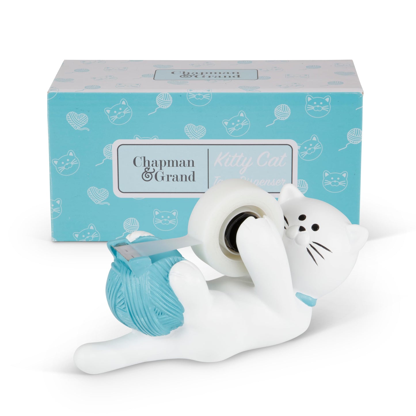 Chapman & Grand Kitty Cat Tape Dispenser (White/Turquoise), Patented