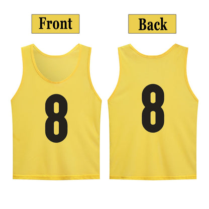 LTHYTY 12 Pack(1-12) Numbered Jerseys/Soccer Bibs/Scrimmage Pinnies/Team Training Vest for Adult Youth Kids. (as1, alpha, l, regular, regular, Yellow)