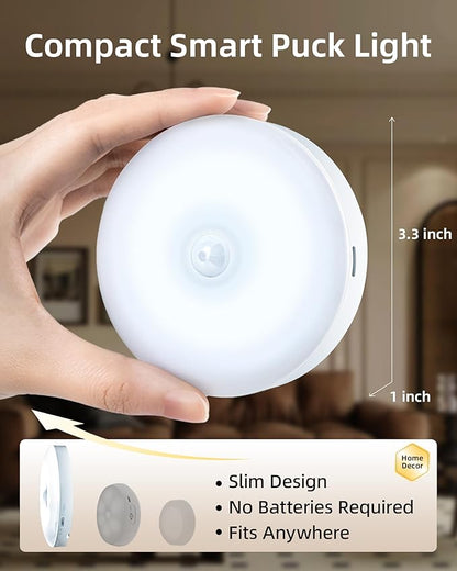 EZVALO Under Cabinet Lighting with Charging Station,1000mAh Rechargeable Puck Lights with Remote, 3 Color Temps & 12 RGB Closet Lights, Dimmable Motion Sensor Lights for Shelf, Kitchen (6 Packs)