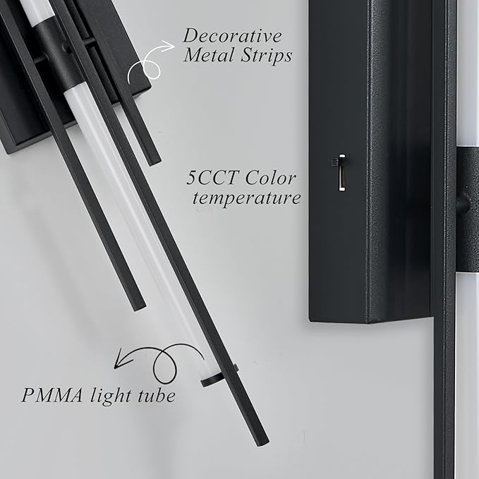 31" Black LED Vanity Light LED Bathroom Wall Light Over Mirror 5CCT(3000K/3800K/4500K/5200K/6000K) Modern Dimmable Bathroom Wall Lamp Picture Lighting