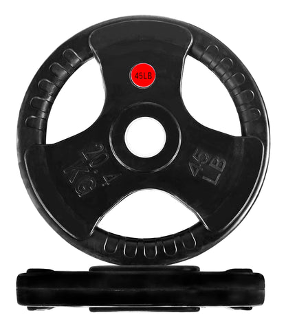 Fitvids Olympic 2-Inch Cast Iron Plate Weight Plate for Strength Training and Weightlifting, Rubber Coate Style, 45LB Pair