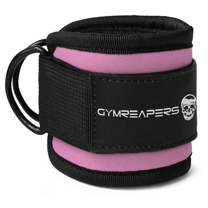 Gymreapers Ankle Straps (Pair) For Cable Machine Kickbacks, Glute Workouts, Lower Body Exercises - Adjustable Leg Straps with Neoprene Padding (Pink, Pair)