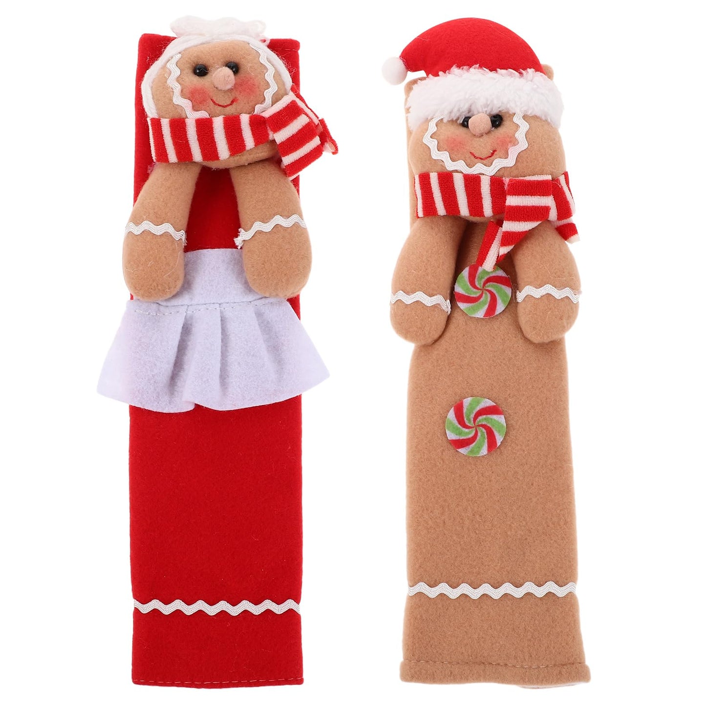 jojofuny 2Pcs Christmas Refrigerator Handle Covers - 11.5" X 6.5" Gingerbread Refrigerator Door Handle Covers, Gingerbread Christmas Kitchen Decor
