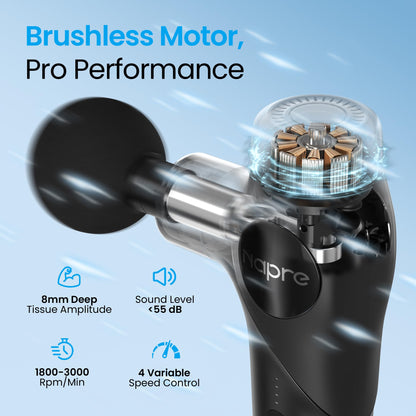 NAPRE 3-in-1 Mini Massage Gun with Heat and Cold,Deep Tissue Back Massage with Detachable Handle for Neck/Body Pain Relief,Portable Handheld Percussion Muscle Massager,Small & Quiet,5 Heads,with Case
