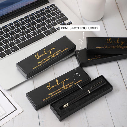 Fulmoon 24 Pcs Inspirational Pen Boxes Empty Thank You Pen Boxes for Ballpoint Jewelry Display Motivational Quote Cases Appreciation Gifts for Employee Teacher Coworker Office Team(Black)
